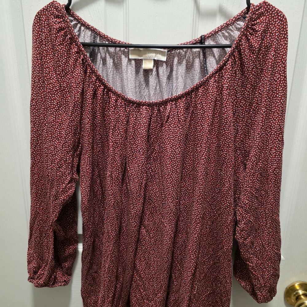 MICHAEL KORS Peasant Blouse Speckled Dot Off Shoulder XL